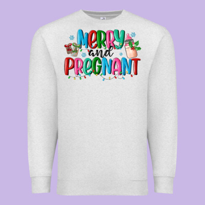 Merry And Pregnant Premium Sweatshirt Designed By Maliassmallbusiness