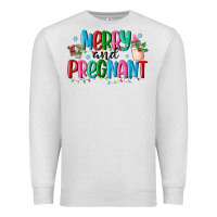 Oatmeal Heather merry and pregnant Premium Sweatshirt - MaliasSmallBusiness