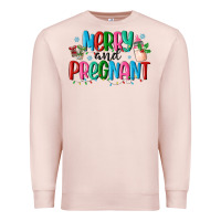 Pale Pink merry and pregnant Premium Sweatshirt - MaliasSmallBusiness