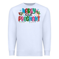 White merry and pregnant Premium Sweatshirt - MaliasSmallBusiness