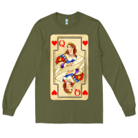 Army Green love playing cards queen Long Sleeve Tee - AdoDesignShop