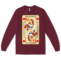 Burgundy love playing cards queen Long Sleeve Tee - AdoDesignShop
