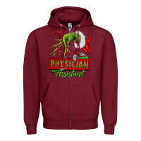 Burgundy christmas character hand physician assistant Zipper Hoodie - NancyCooperArtShop