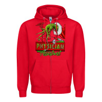 Red christmas character hand physician assistant Zipper Hoodie - NancyCooperArtShop