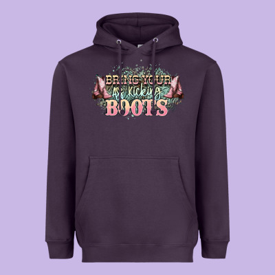 Bring Your Ass Kicking Boots Heavyweight Hoodie Designed By Nancycooperartshop