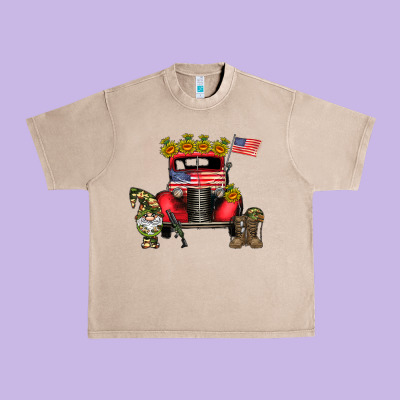 America Soldier Truck Urban Heavy Tee Designed By Cowhidedigitalart