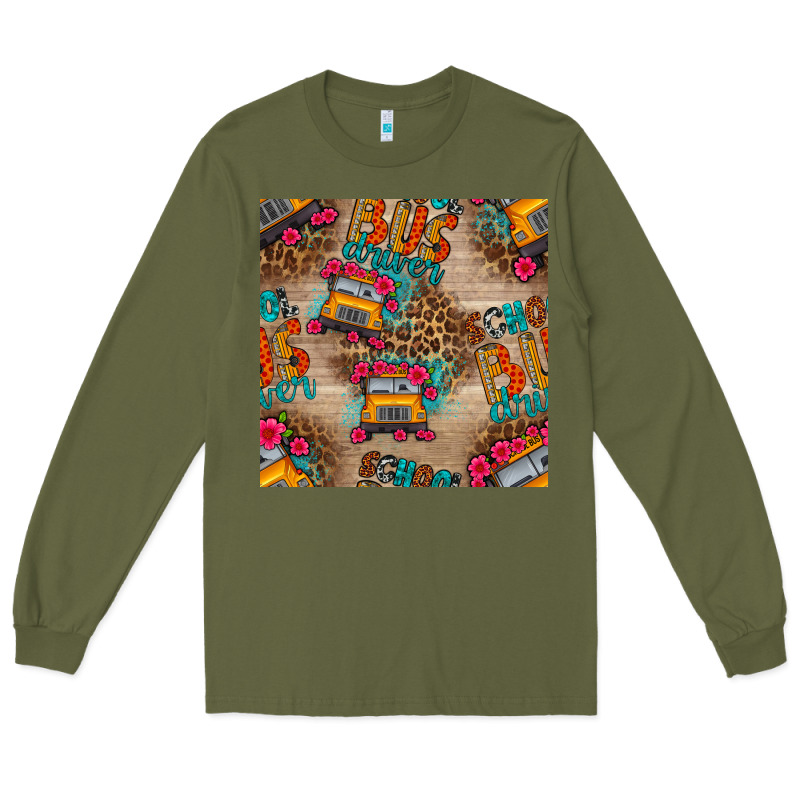 School Bus Driver And Flower Seamless Patterns Long Sleeve Tee by BundleAndBundleShop | Teevron