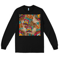 Black school bus driver and flower seamless patterns Long Sleeve Tee - BundleAndBundleShop