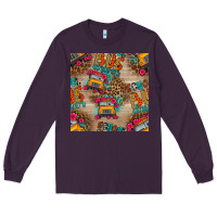 Plum school bus driver and flower seamless patterns Long Sleeve Tee - BundleAndBundleShop