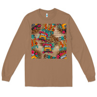 Toasted Coconut school bus driver and flower seamless patterns Long Sleeve Tee - BundleAndBundleShop