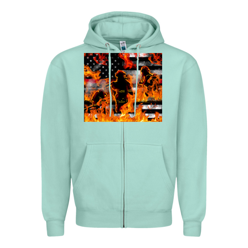 Firefighter Thin Red Lin Zipper Hoodie by LillyAllenDesigns | Teevron