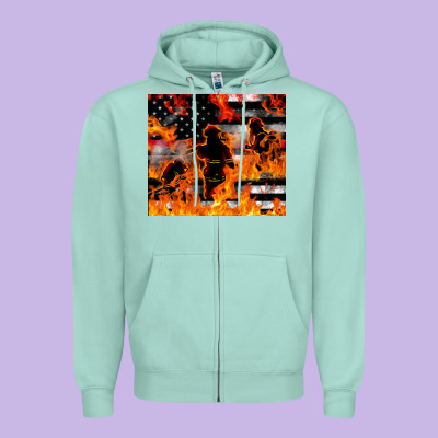 Firefighter Thin Red Lin Zipper Hoodie Designed By Lillyallendesigns