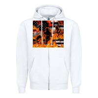 White firefighter thin red lin Zipper Hoodie - LillyAllenDesigns