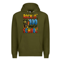 Army Green rockin' 100 days of school Premium Hoodie - Artiststas