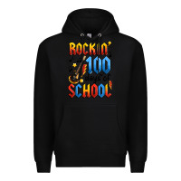 Black rockin' 100 days of school Premium Hoodie - Artiststas