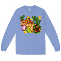 Colony Blue burrito  with sombrero and union with cactus Long Sleeve Tee - AdoDesignShop
