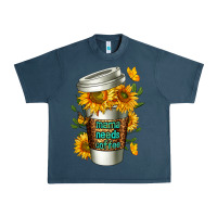 Midnight Navy Mama Needs Coffee Cup Urban Heavy Tee - FaDigitalArtStudio