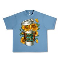 Pebble Blue Mama Needs Coffee Cup Urban Heavy Tee - FaDigitalArtStudio