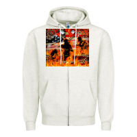 Oatmeal Heather Western Firefighters With Thin Red Line Zipper Hoodie - LillyAllenDesigns
