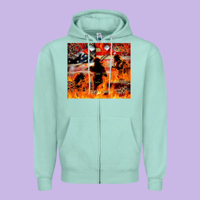 Western Firefighters With Thin Red Line Zipper Hoodie Designed By Lillyallendesigns