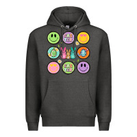 Charcoal Heather easter day smiley faces Premium Hoodie - Artiststas