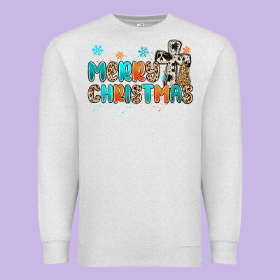 Western Merry Christmas Premium Sweatshirt Designed By Maliassmallbusiness