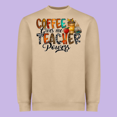 Coffee Gives Me Teacher Heavyweight Sweatshirt Designed By Cowhidedigitalart