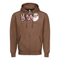 Chestnut pink peace love christmas Zipper Hoodie - NancyCooperArtShop
