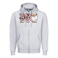Heather Grey pink peace love christmas Zipper Hoodie - NancyCooperArtShop