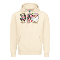 Sandshell pink peace love christmas Zipper Hoodie - NancyCooperArtShop