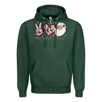 Pink Peace Love Christmas Zipper Hoodie | Teevron