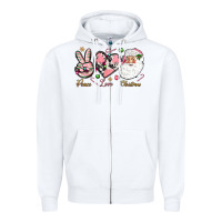 White pink peace love christmas Zipper Hoodie - NancyCooperArtShop