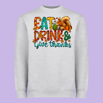 Eat Drink Give Thanks Heavyweight Sweatshirt Designed By Cowhidedigitalart