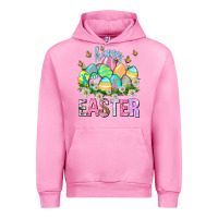 Fuchsia Pink Happy Easter with eggs Urban Hoodie - NancyCooperArtShop