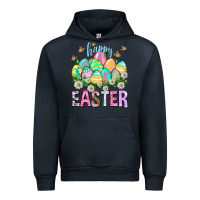 Navy Happy Easter with eggs Urban Hoodie - NancyCooperArtShop