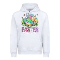 White Happy Easter with eggs Urban Hoodie - NancyCooperArtShop