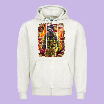 Firefighter Fire And American Zipper Hoodie Designed By Lillyallendesigns