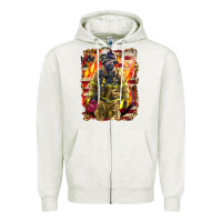 Oatmeal Heather Firefighter Fire And American Zipper Hoodie - LillyAllenDesigns