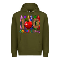 Army Green 100 colorful day s Premium Hoodie - Artiststas