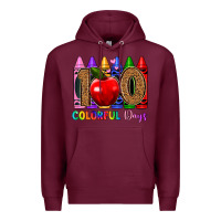Burgundy 100 colorful day s Premium Hoodie - Artiststas