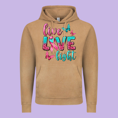 Live Love Fight Breast Cancer Vintage Hoodie Designed By Texasbilliewilder