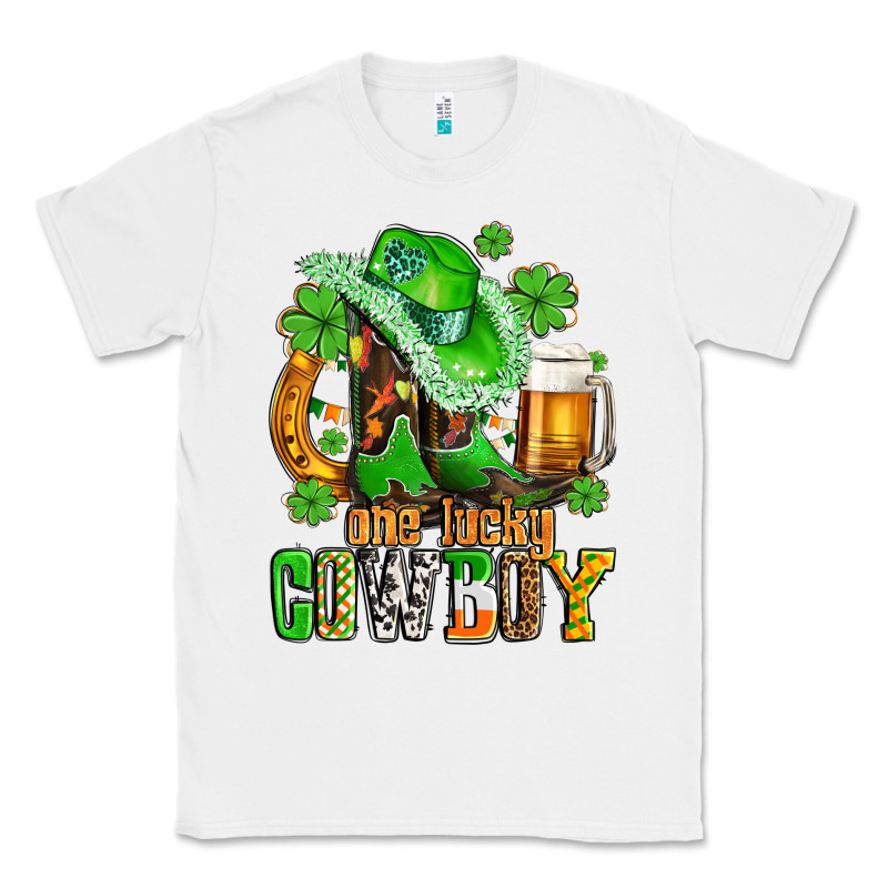 One Lucky  Cowboy With Hat And Boots Classic Tee by AdoDesignShop | Teevron