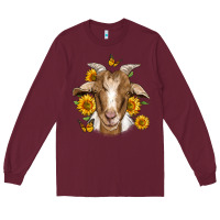 Burgundy sunflower goat Long Sleeve Tee - Jasminsmagicworld