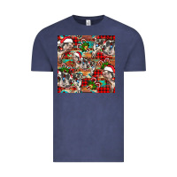 Vintage Denim christmas pig  aztec Vintage Tee - FaDigitalArtStudio