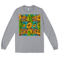 Heather Grey sunflower and cactus seamless pattern Long Sleeve Tee - BundleAndBundleShop