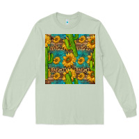 Matcha sunflower and cactus seamless pattern Long Sleeve Tee - BundleAndBundleShop