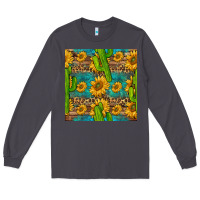 Smoke sunflower and cactus seamless pattern Long Sleeve Tee - BundleAndBundleShop