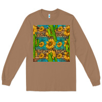 Toasted Coconut sunflower and cactus seamless pattern Long Sleeve Tee - BundleAndBundleShop