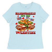 Baby Blue hamburger are my valentine Ladies Tee - AdoDesignShop