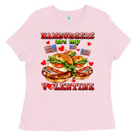 Bubblegum Pink hamburger are my valentine Ladies Tee - AdoDesignShop